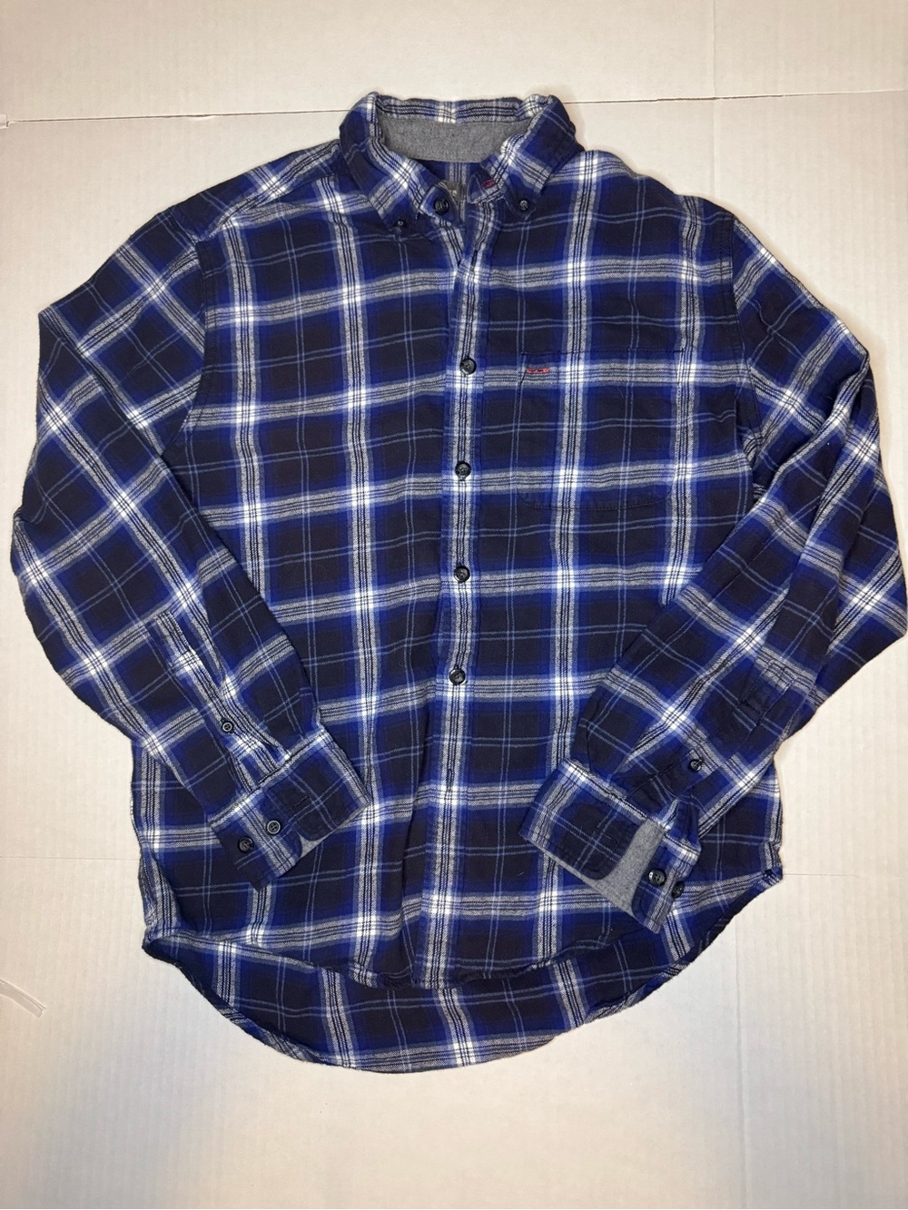 Eddie Bauer Navy Plaid Button-Up Shirt - Men's